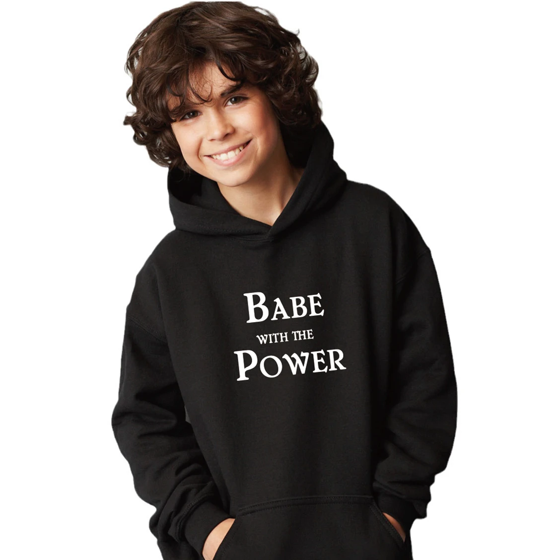 

Babe With The Power Kids Hoody Winter Thick Fleece Hoodies Winter Baby Boutique Top Child Gift