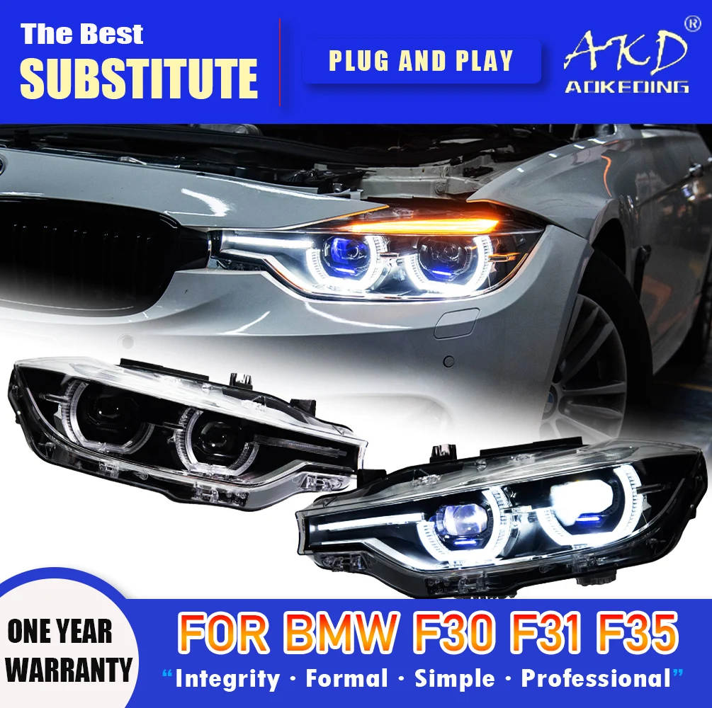 AKD Head Lamp for BMW F30 F31 F35 LED Headlight 2013-2019 Headlights 3 Serie DRL Turn Signal High Beam Angel Eye Projector Lens