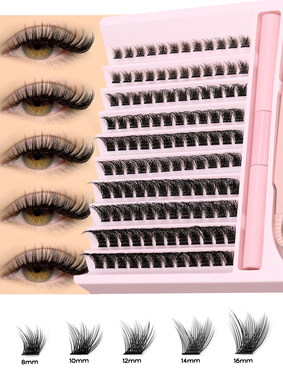Eyelash Extender Cluster Kit, Includes Fake Lashes & Glue, Perfect for Enhancing Your Look, Ideal Gift for Makeup Enthusiasts