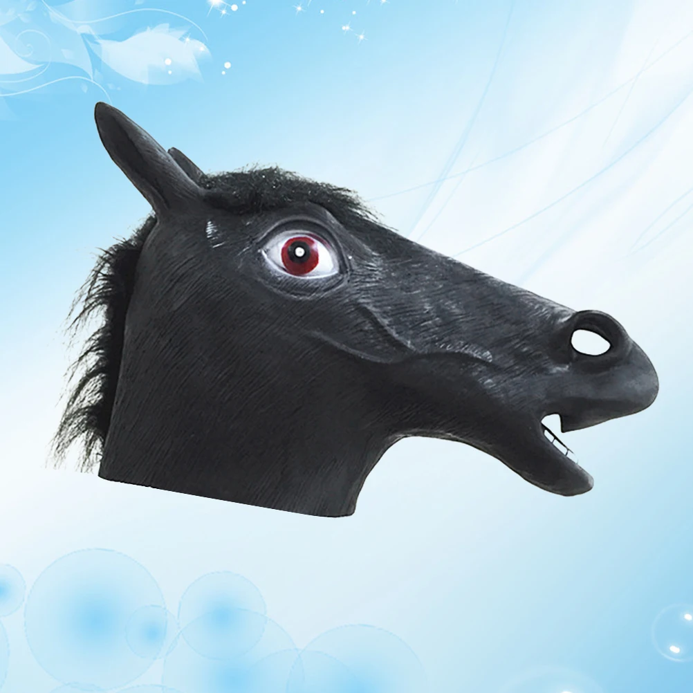 Copricapo per animali Maschera decorativa per Halloween Copricapo per testa di cavallo in fibra di plastica morbida Puntelli cosplay Maschere per casa stregata Design realistico