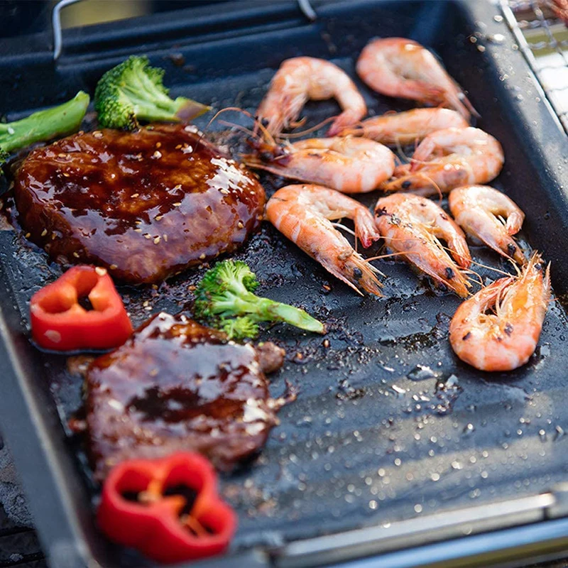 

D2 Outdoor BBQ Cookware Grill Plate Pan Grill Pan Barbecue Kitchen Utensils Cooking Cast Iron Pizza Plate Gas Grill Accessories