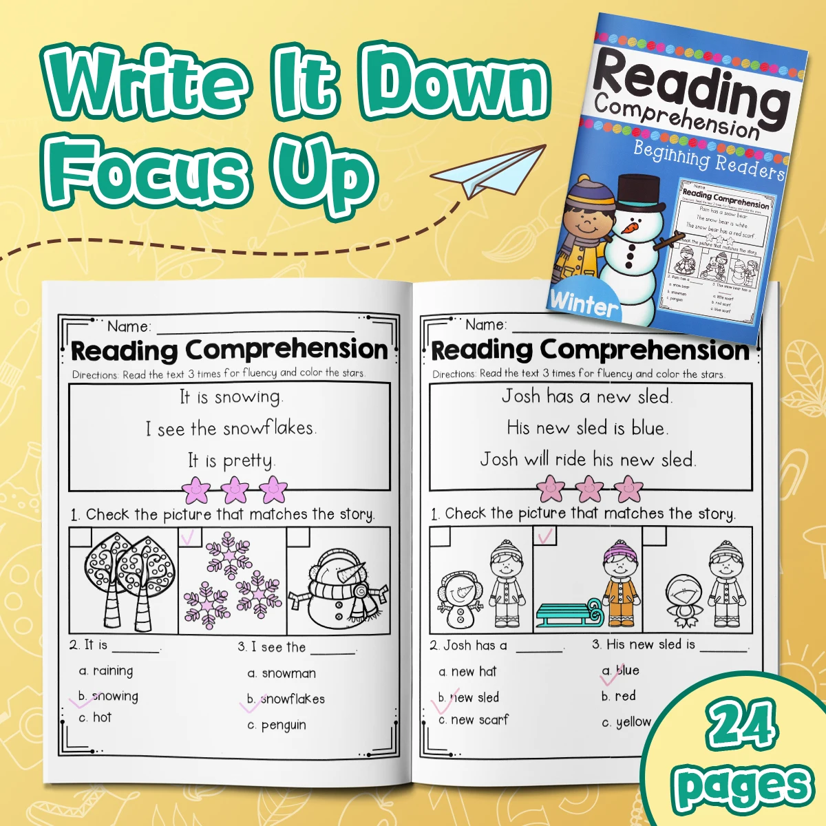English Reading Comprehension Workbook for Kids, Reading Practice Book, Improve Vocabulary, Reading & Comprehension Skills