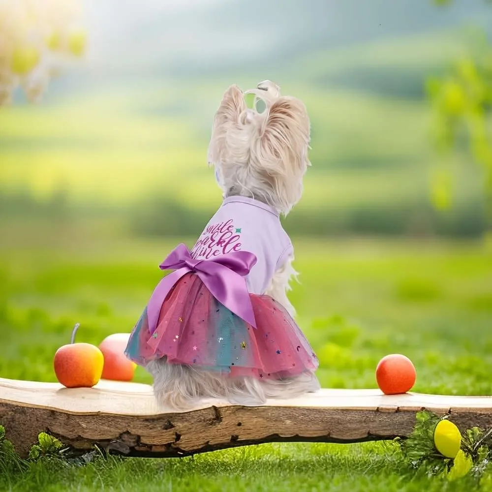 Glitter Color Blocking Pet Dress Puppy Girls Cute Dog Dresses Small Medium Dogs And Cats - Perfect For Holidays/festivals/partie
