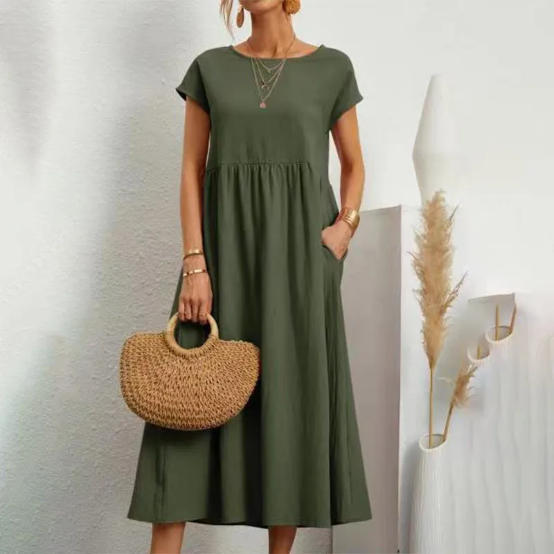 

Summer Casual Loose Elegant Long Linen Dresses For Women 2023 Solid Pretty Women's Sleeveless Maxi Dress Female Midi Dresses