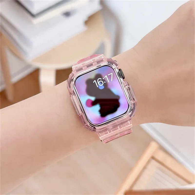 Integrated Transparent Strap for Apple Watch Band 38mm 40 41 42 44 45 46 Ultra 49mm Bracelet iWatch Series 12 11 10 9 8 7 6 5 4