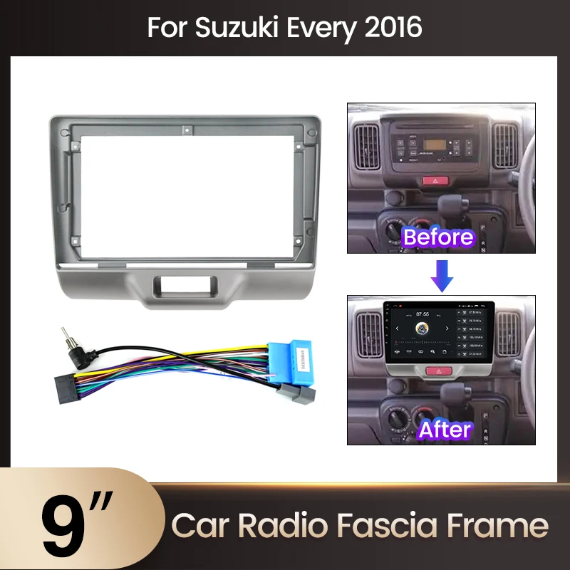 TomoStrong Frame For SUZUKI Every Wagon 2015 2016 2017 2018 +  Car Radio Dashboard Panel Frame Power Cord CANBUS