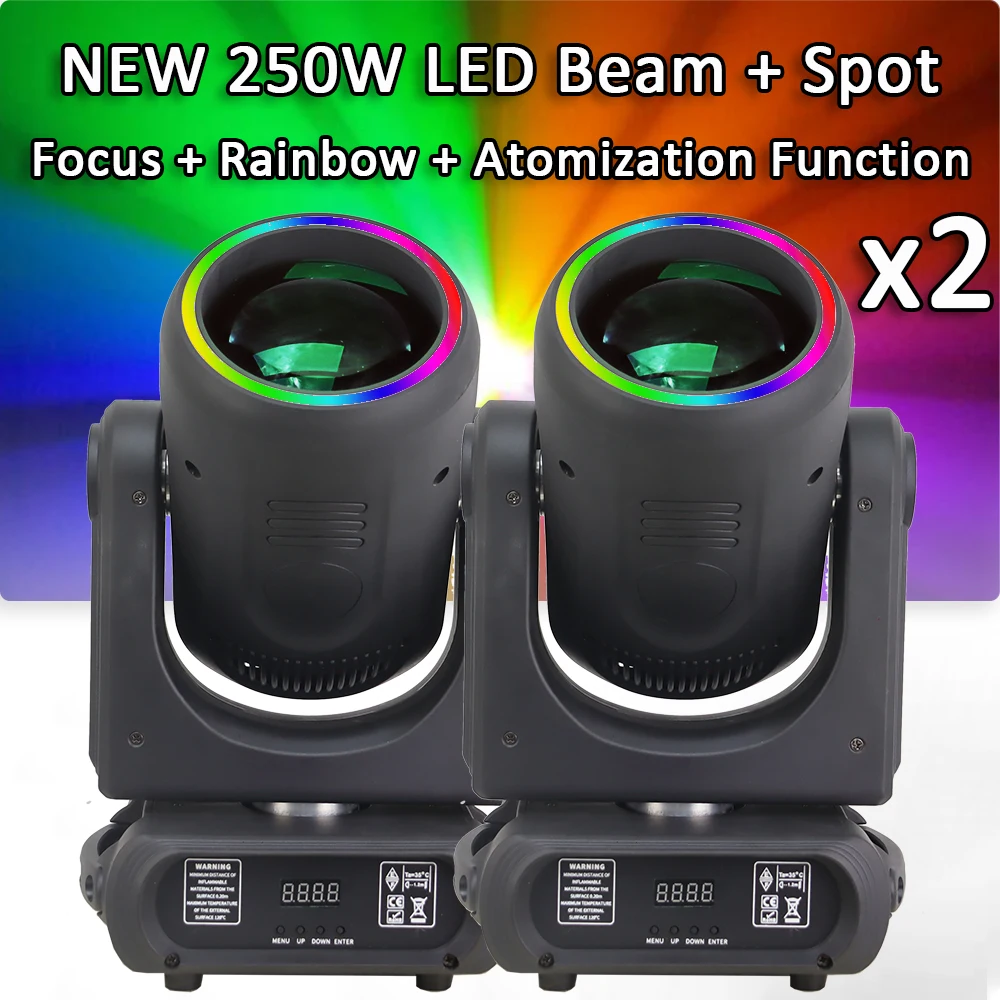

2Pcs/lot LED With Ring Moving Head Light 250W Beam+Spot+18 Rotating Prisms+Focusing System Dmx Stage Effect Light Disco Dj