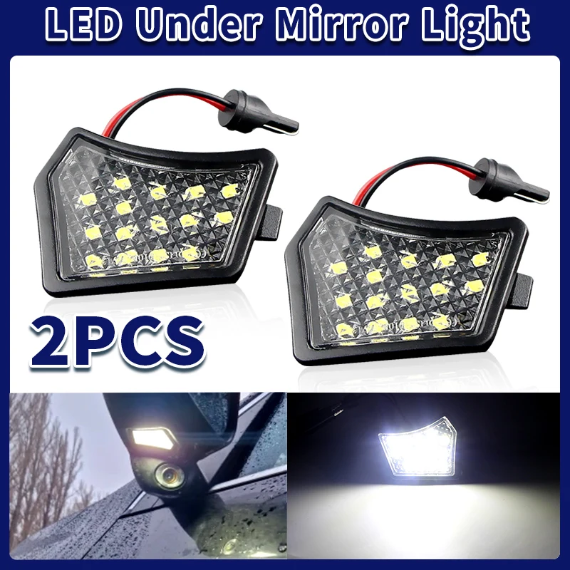 2PCS LED Front Under Mirror Lamp Puddle Light 12V For Volvo V40 V50 C30 C70 S40 S60 S80 V50 V70 XC70 XC90 Jaguar XJ XF XK/XKR XE