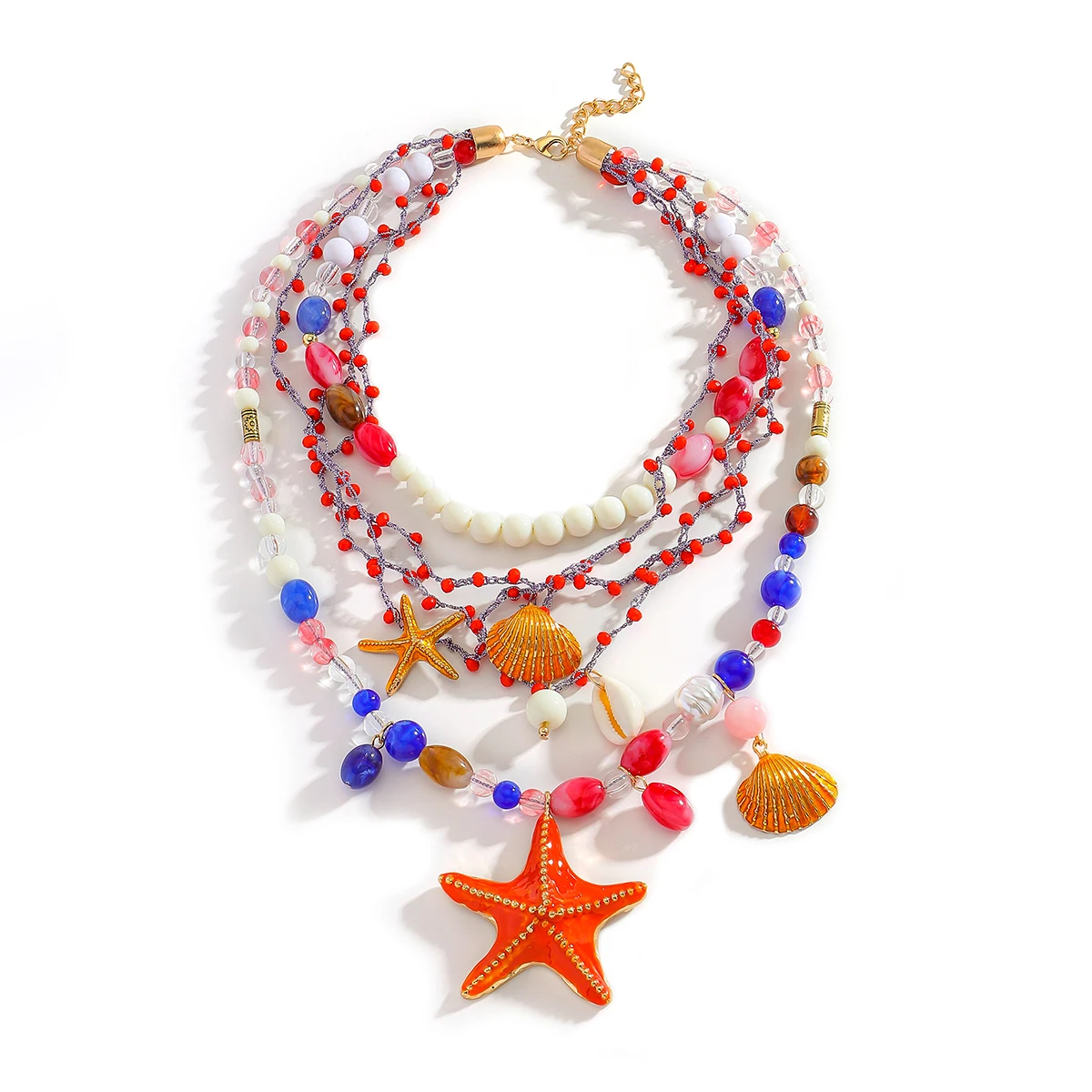 

ZAA 2025 Multilayer Marine Charm Bead Necklace For Women Bohemia Handmade Colorful Beads Starfish Pendant Jewelry Exquisite Gift