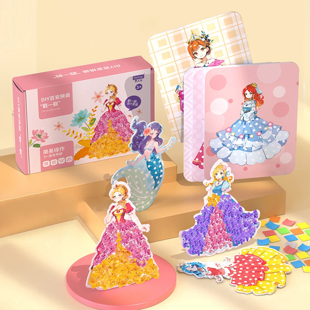 Autocollant de Peinture Artisanale pour Fille, Jouet Artisanal, de Princesse, Fait à la Main, Proxy Magique, Robe Amusante, Jeux de Bricolage, Cadeau pour Enfant