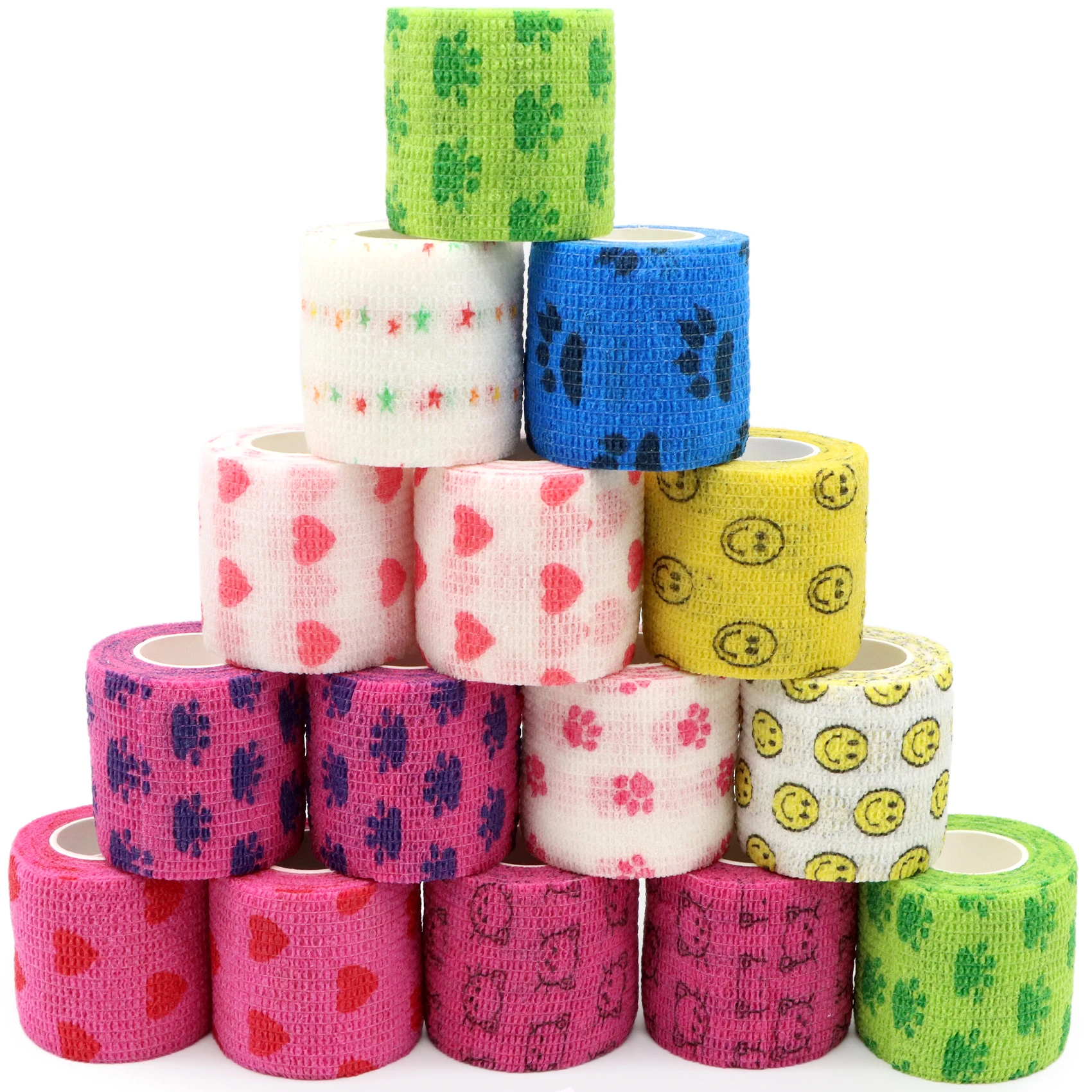 24 Rolls Pet Bandage Elastic Self Adherent Cohesive Bandage for Dog Cat Horse Non-Woven Self Adhesive Sport Tape for Knee Ankle