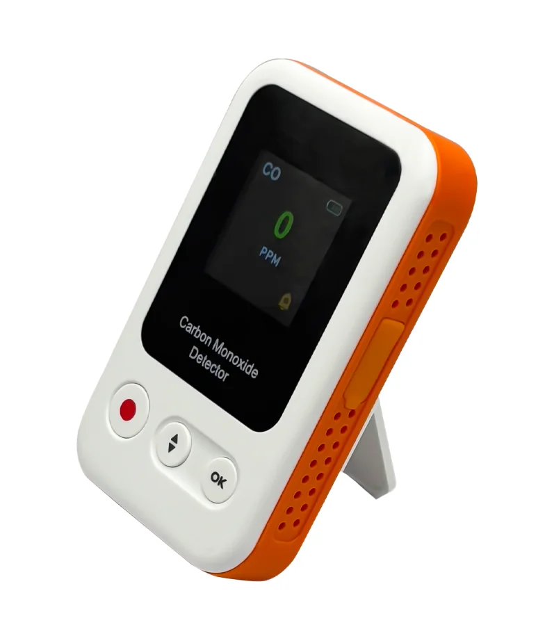 Rilevatore portatile di monossido di carbonio Mini monitor CO ricaricabile in standby da 15 giorni con cordino per misuratore di CO da campeggio da viaggio 0-1000 ppm