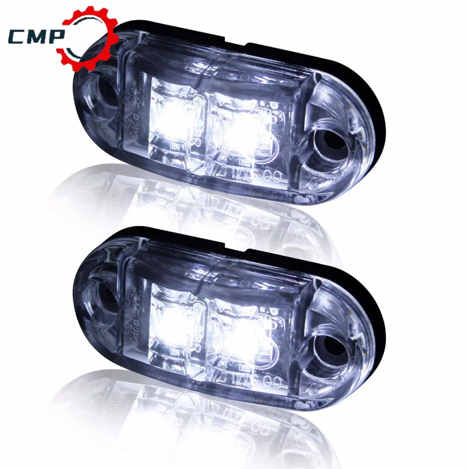 

10Pcs White 2 Led Oval Clearance Trailer Lights Car Truck Side Marker Tail Lamp 12V 24V LED Truck Accessories Car Parts