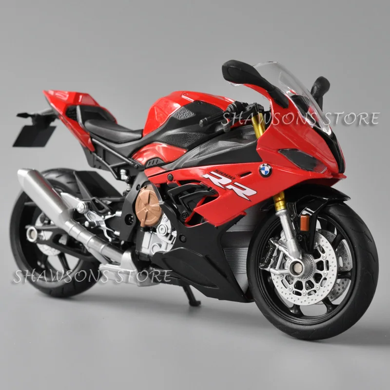 1:12 Scale Diecast Motorcycle Model Toys BMW S1000RR Sport Bike Miniature Replica With Accessory Wheel