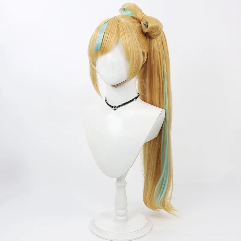 VTuber Mitarashi Dan cosplay wig bow two-tone detachable ponytail Halloween gift