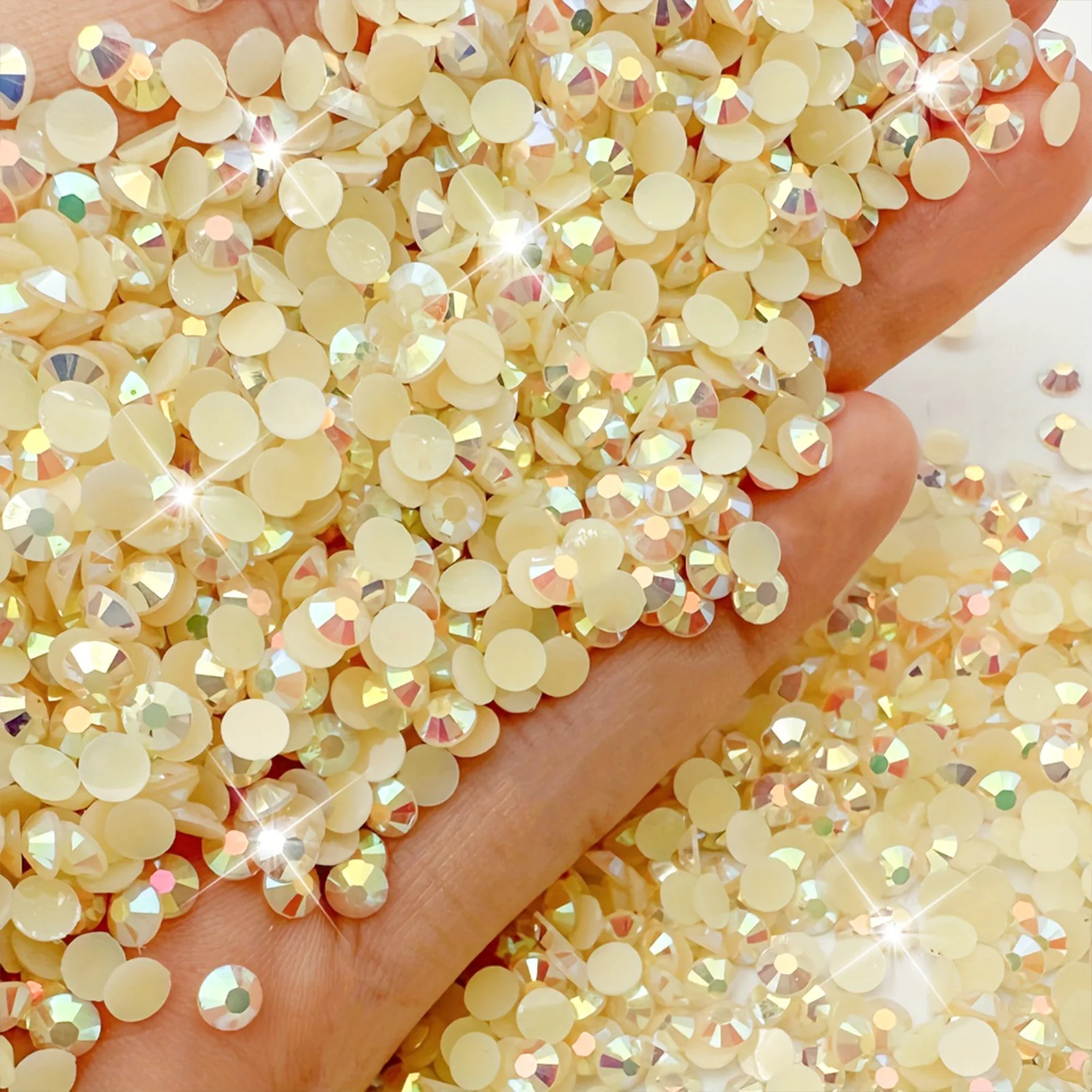 Champagne AB Color Resin Jelly Rhinestones 2mm 3mm 4mm 5mm 6mm Faux Gems Bead for Crafts DIY Nail Art Charms Supplies Stone Bulk