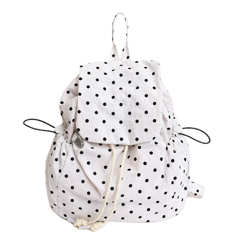Korean-style trendy and youthful niche polka dot backpack for women, casual and versatile for commuting, lightweight student bac