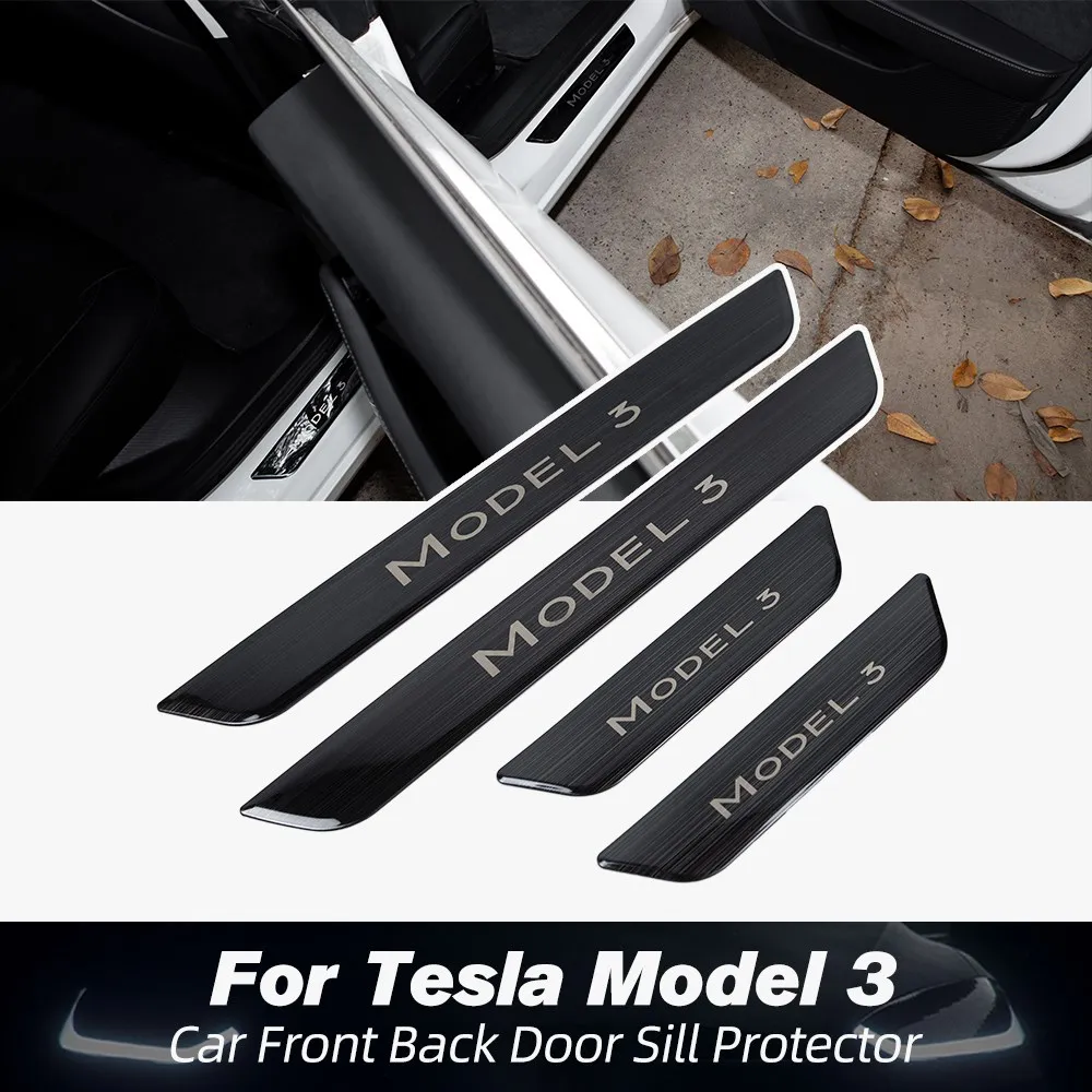 2022 Newest Door Sill Decoration Wrap Cover For Tesla Model 3 2021 Accessories Pedal Protection Strip Model Three Carbon Fiber