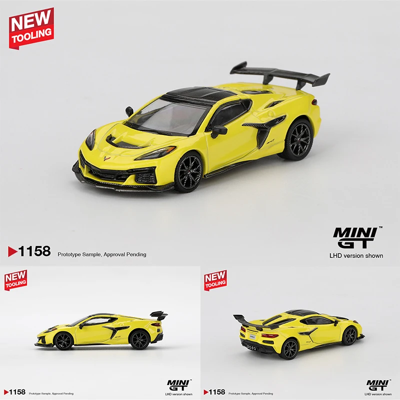 

Предпродажа MINIGT 1158 1:64 Chevrolet Corvette ZR1, ускоренная желтая литая под давлением модель автомобиля, коллекция игрушек