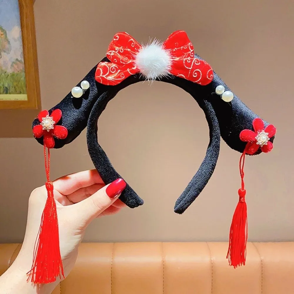 

Classical Flower Hanfu Headband Pearl Tassel Chinese Style Headwear Crown Bow Ancient Style Hair Hoop Princess
