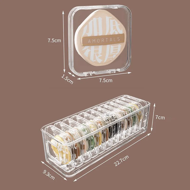 透明パウダーパフ収納ボックスポータブルスクエアメイクアップブレンダースポンジコンテナケース防塵コスメティックパフホルダー