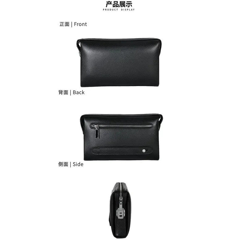 Men Essential Item 100% Genuine Leather Men's Solid Color Handbag Purses Designer Square Password Lock Card Bags Wallet Business view 6