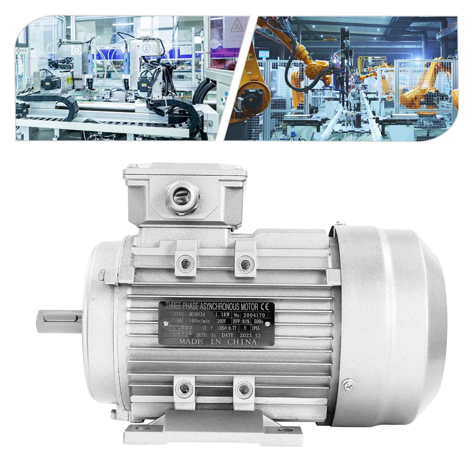1.1KW 1400RPM محرك كهربائي 3 المرحلة 380 فولت الألومنيوم المحرك الصناعي 19 مللي متر رمح لمضخة الآلة