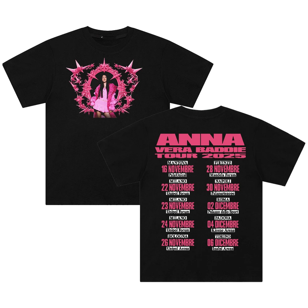 Anna Vera Baddie Tour 2025 Anna Pepe T-shirt Crewneck Short Sleeve Cotton Tee Men Women Streetwear Tops