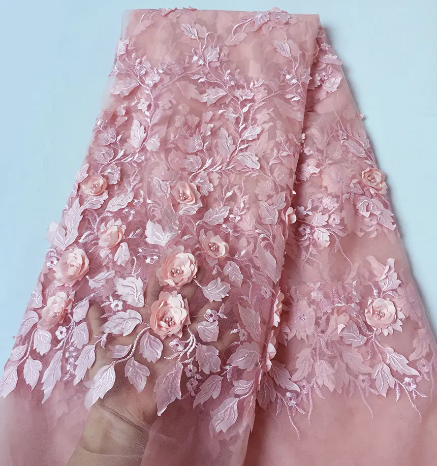 

Уникальная 3D вышитая французская кружевная блестящая африканская тюлевая ткань-качалка в нигерийском праздничном ношении 5 ярдов