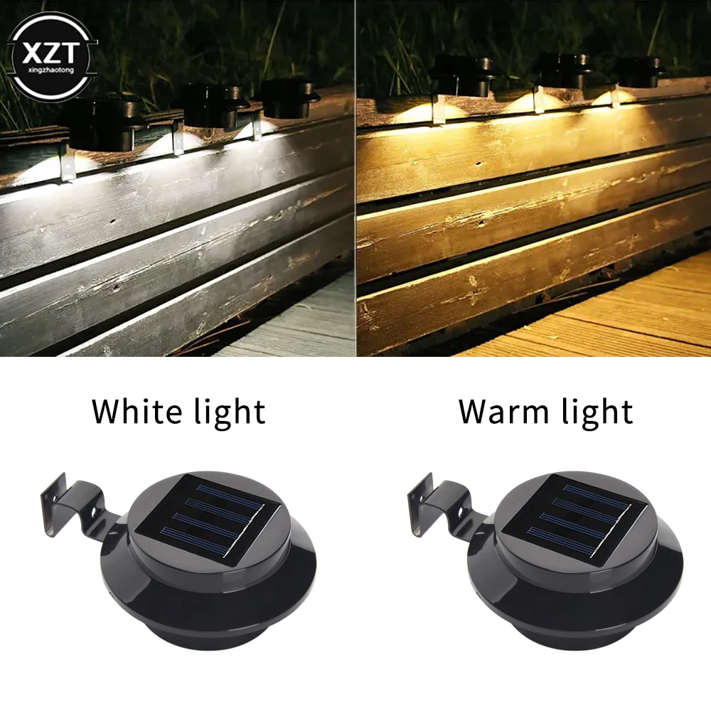 Solar Fence Light 3 LED Solar Point Garden Circular Gutter Fence Light Garden Light LED Solar Outdoor Garden Sunlight