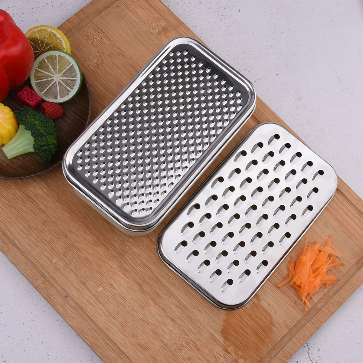 Cheese Grater 2 In1 Fruit Vegetable Chopper Onion Choppers with Container Stainless Steel Rectangle Box Graters Cheese Grater