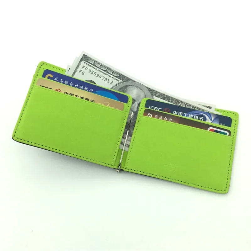 Nueva marca de billeteras de cuero con Clip para hombre, abrazadera de Metal sólido, soporte para efectivo, monedero delgado para mujer y hombre, funda para tarjetas de crédito