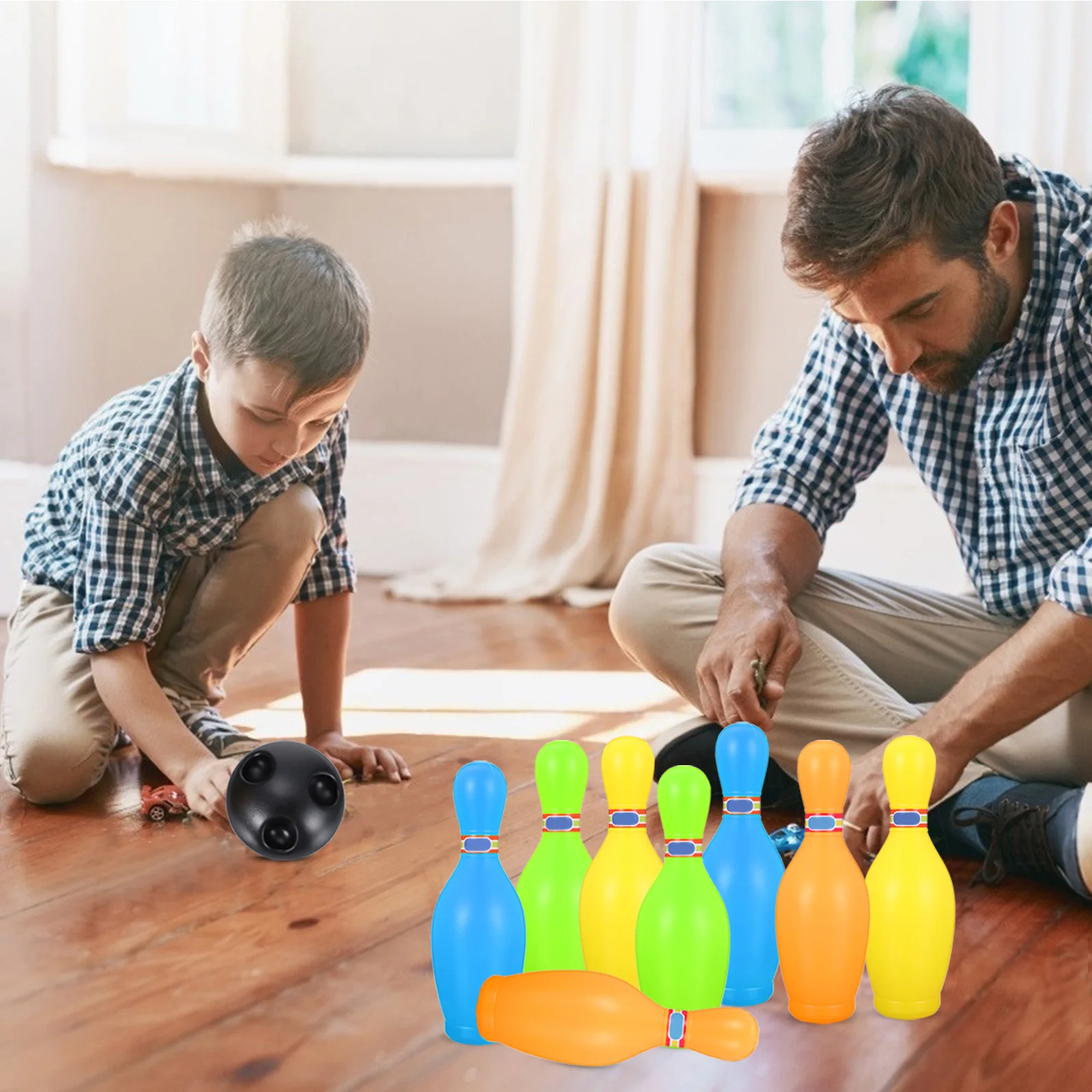 

1Set Bowling Game Set Safe Environmentally Friendly Kids Educational Bowling Balls Pins Parent Child Coordination Sports Set