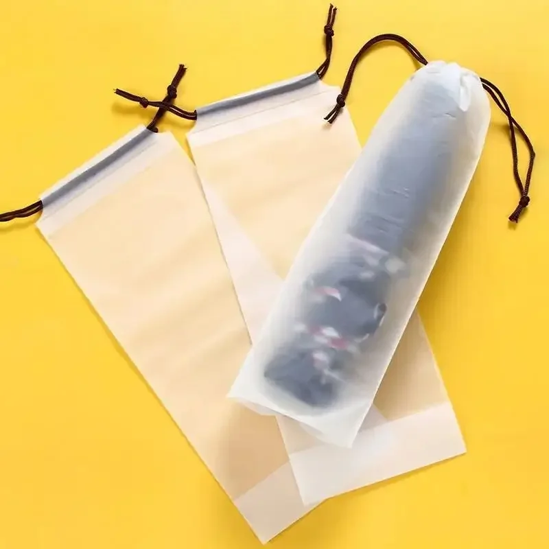 Paraplu opbergtas Doorschijnend plastic Waterdicht Anti-vuil Parapluhoes Herbruikbare draagbare tassen met trekkoord Thuisopslag