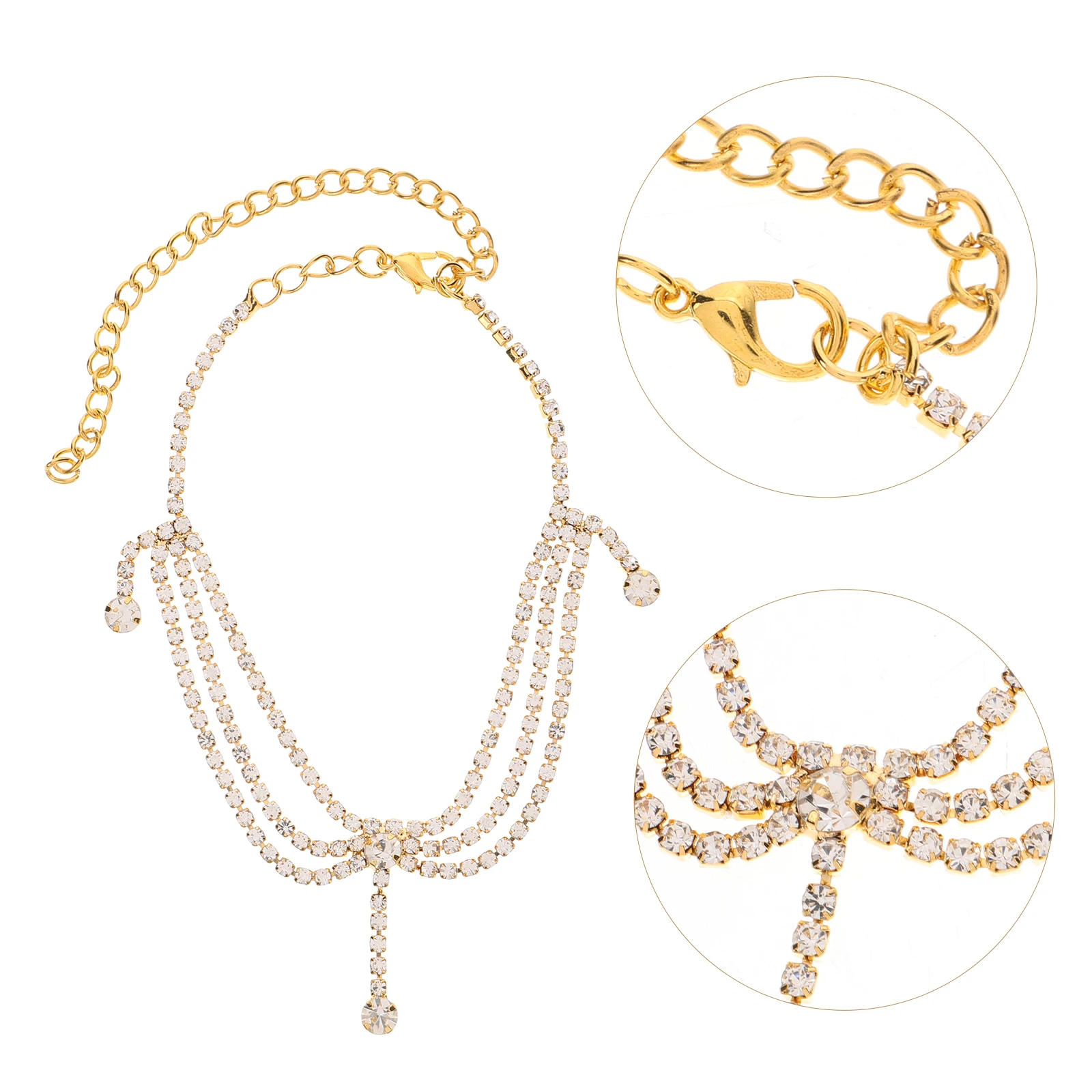 

Rhinestone Anklet Decor Anklets Bracelets for Women Chain Adjustable Metal Jewelry Beach Foot