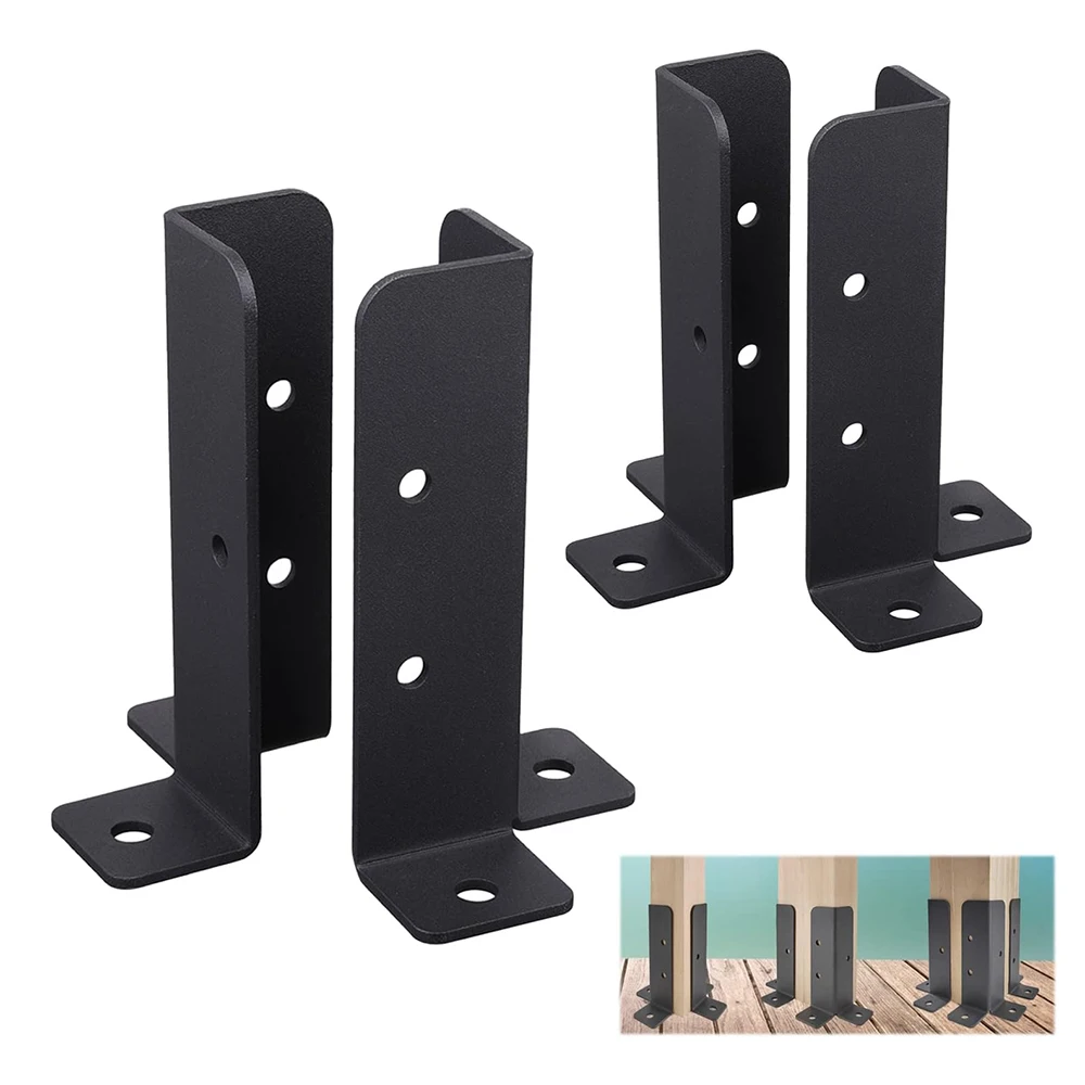 

4 Post Anchor Bracket Kits for Wood Fence Deck Post Anchor Base Bracket for Porch Railing, Handrail and Post Frame, Mailbox Post