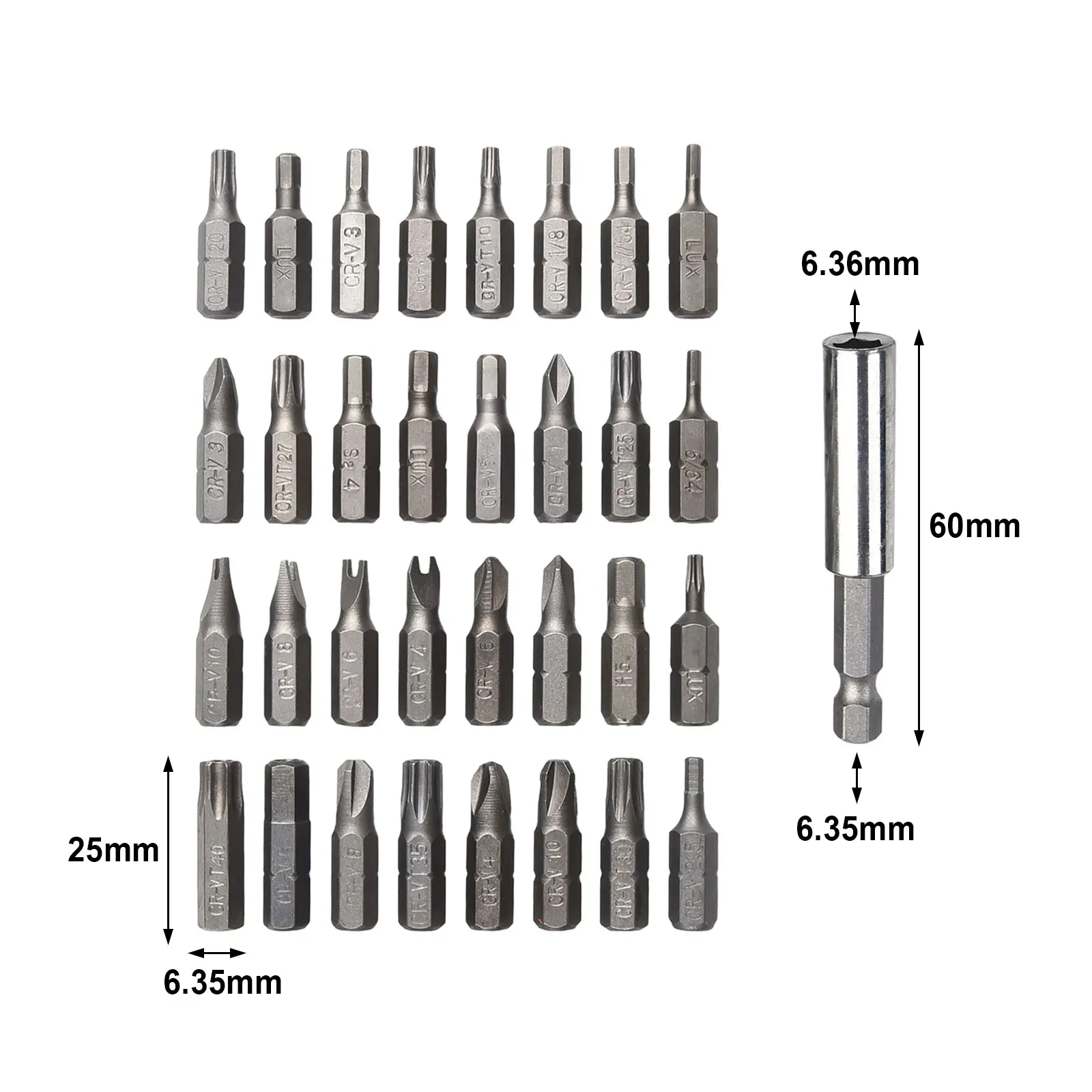 33 Pcs Hexagonal Extension Shank Magnetic Extension Bit Holder Hollow/Solid Types Screwdriver Bits Set Quick Release Bit Holder