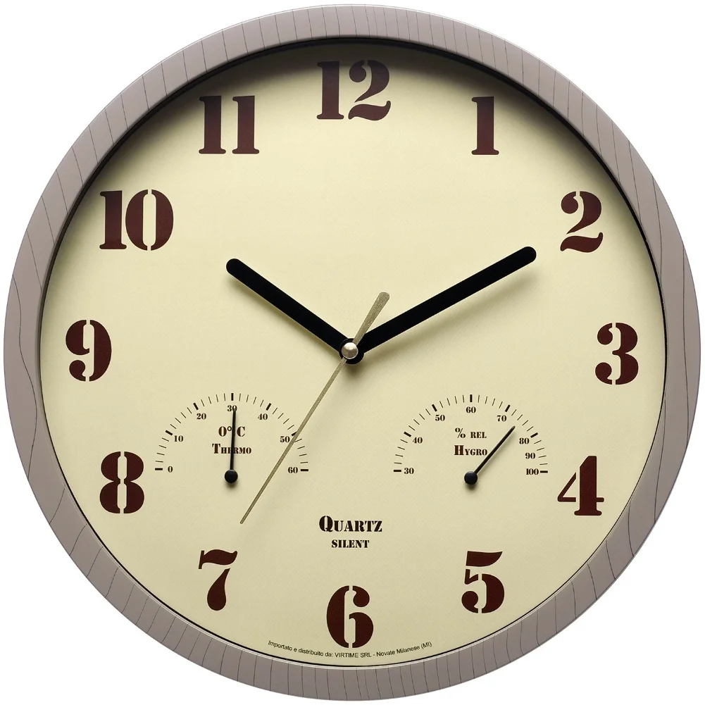 24.5*24.5*5cm Thermometer Hygrometer Thermometer Weather-Resistant Clock Clear Glass Lens Multi-Functional Gauges