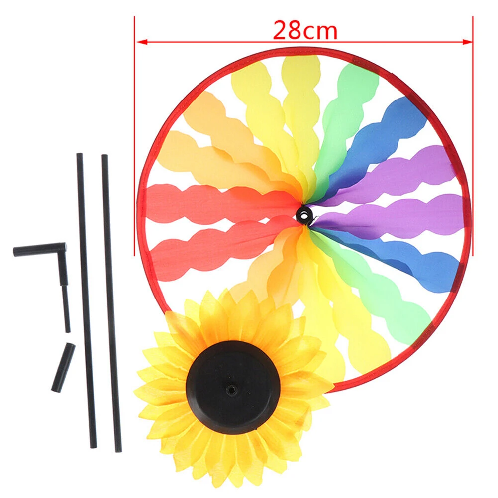 Colorful Sunflower Windmill Wind Turbine For Lawn Garden Party Decoration Outdoor Camping Picnic Garden Yard Decoration