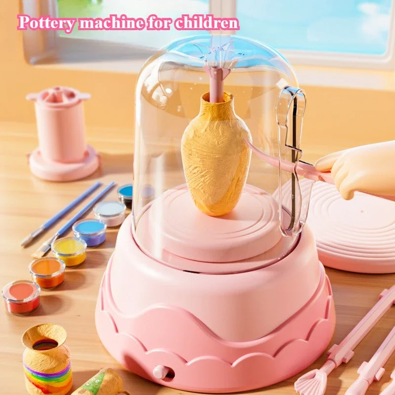 Children's Clay Ceramics Machine Electric Turntable Hand-painted Drawing Pottery Machine DIY Ceramic Work Carving Repairing Tool