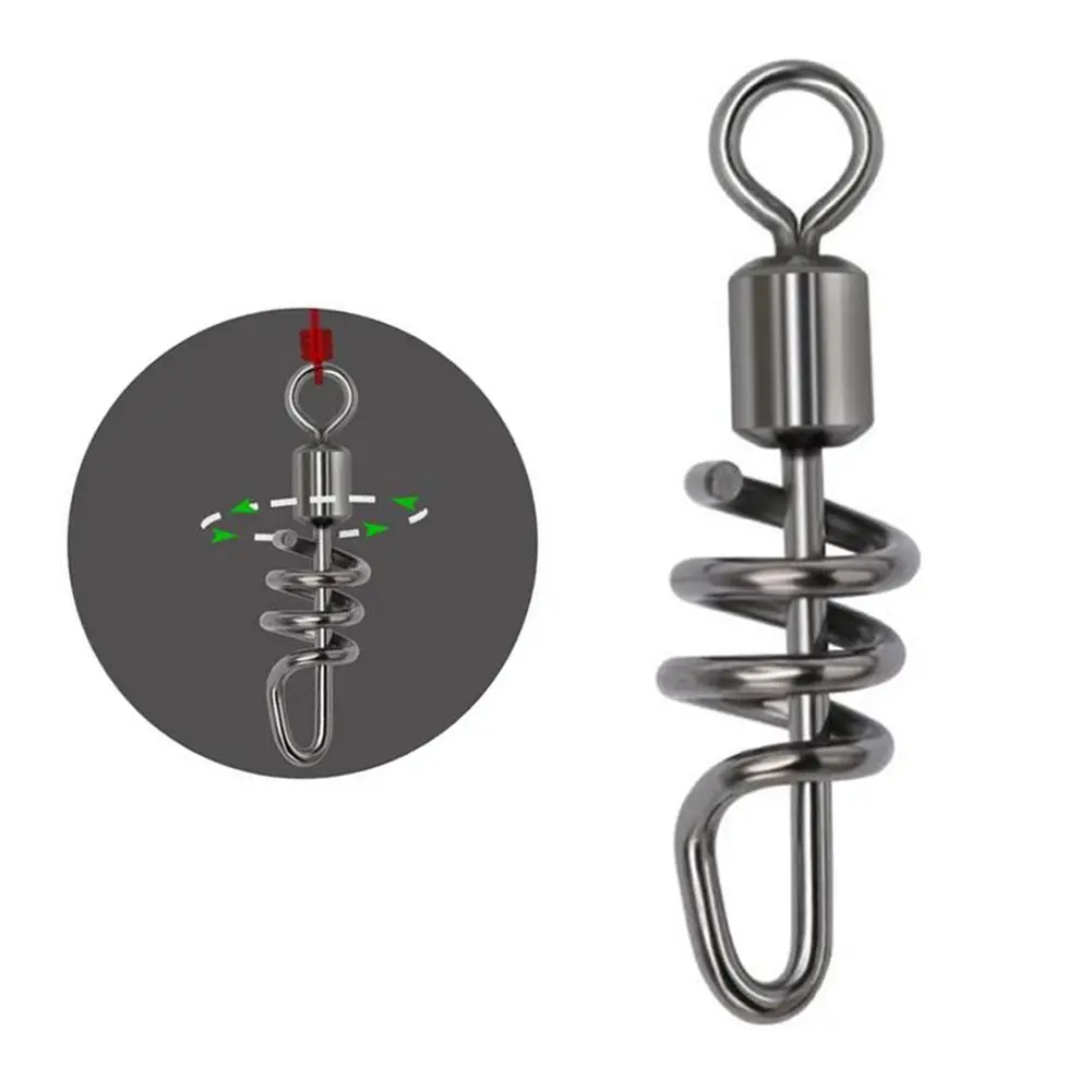 20PCS 2#-10# Fishing Rolling Swivel with Screwed Snap Stainless Steel 8-Shape Connect Ring Durable Lightweight