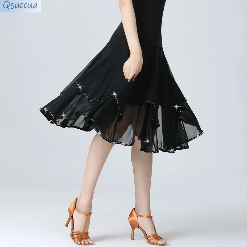 New Latin Dance Skirt Modern Dance Ballroom Dance Skirt Dance Big Swing Skirt Mid-Length Skirt