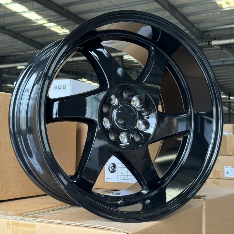 

Wholesale 17x9 Alloy Casting Process 6 Spoke Deep Dish Gloss Black Passenger Car Wheel Rims 5x100 5x1143