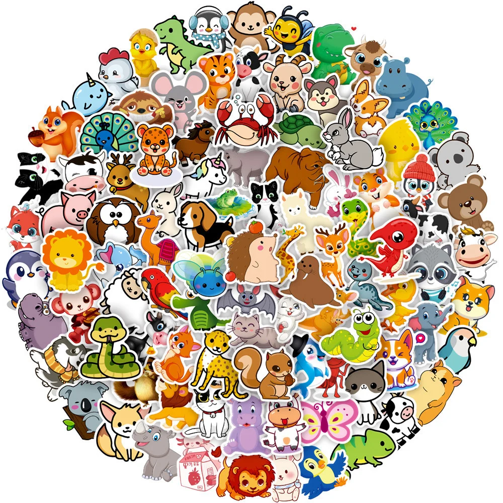 

10/30/50/100PCS Cute Cartoon Animal Graffiti Stickers Decal Kid Toy Scrapbook Laptop Phone Luggage Skateboard Waterproof Sticker