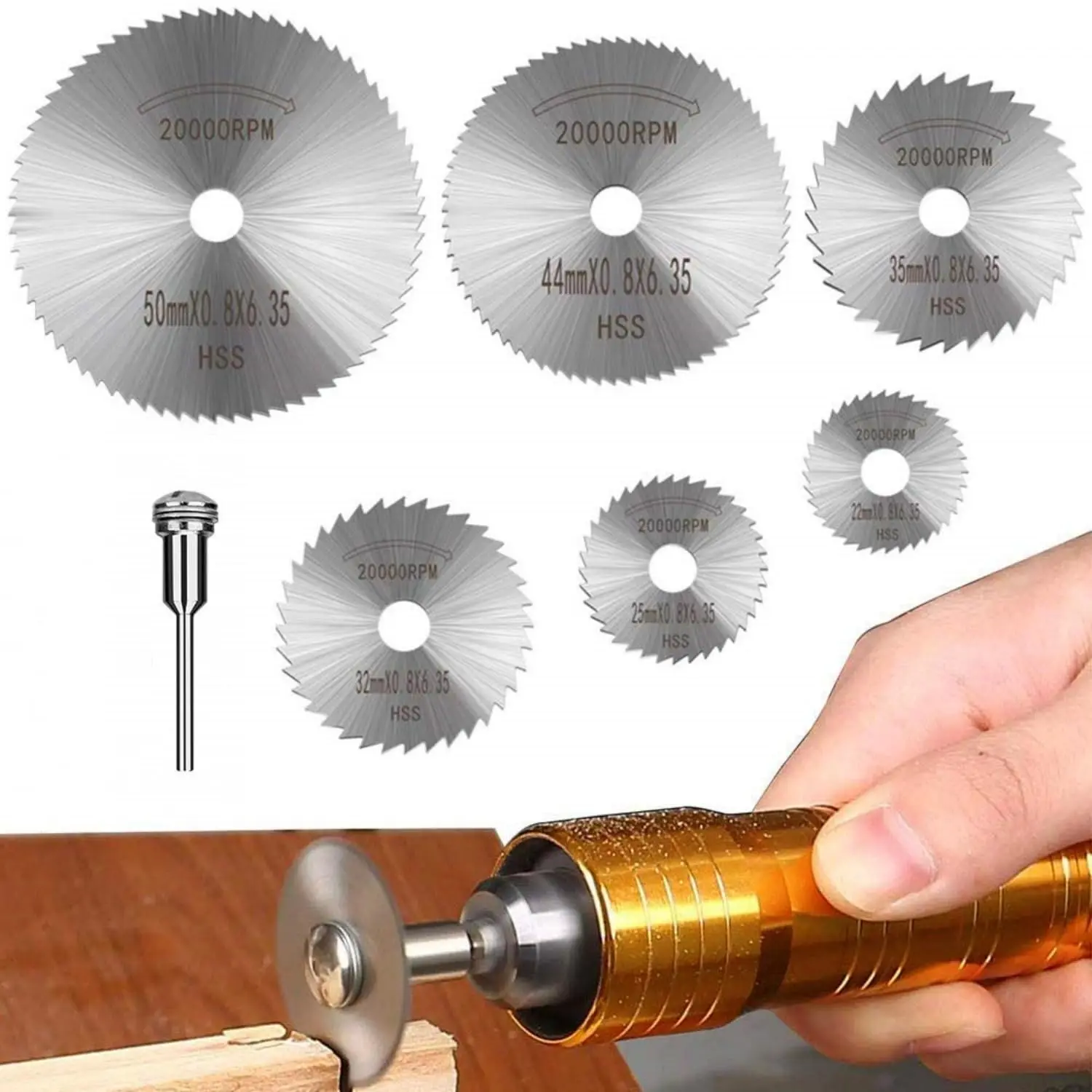 

7pcs High Speed Steel Circular Saw Blade Hss Cutting Disc Rotating Drilling Tool Accessories For Wood Plastic And Aluminum