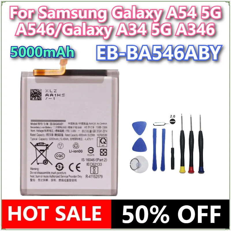 

Совершенно новый аккумулятор для мобильного телефона EB-BA546ABY 5000 мАч для Samsung Galaxy A54 5G A546/Galaxy A34 5G A346, аккумуляторы для телефона + инструменты