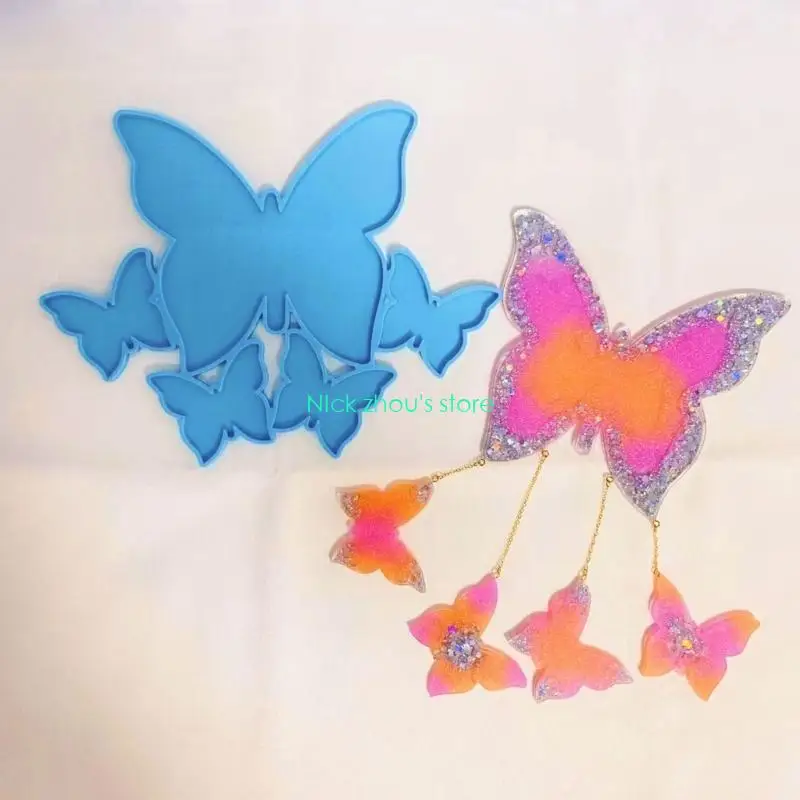 

E15E Silicone Large and Small Butterfly Pendant Mold DIY Wall Door Hanging Tags Epoxy Resin Casting Mold Home Room Decors