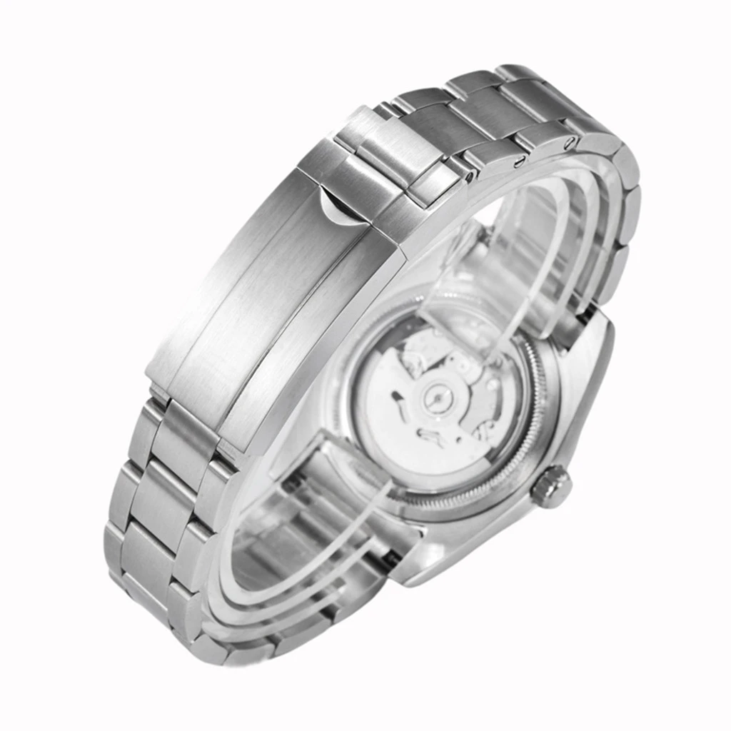 Imagem -05 - Relógio Automático Sapphire Cristal Original Masculino Caixa Prateada em Aço Inoxidável Movimento Nh35 Fashion Novo 36 mm 39 mm