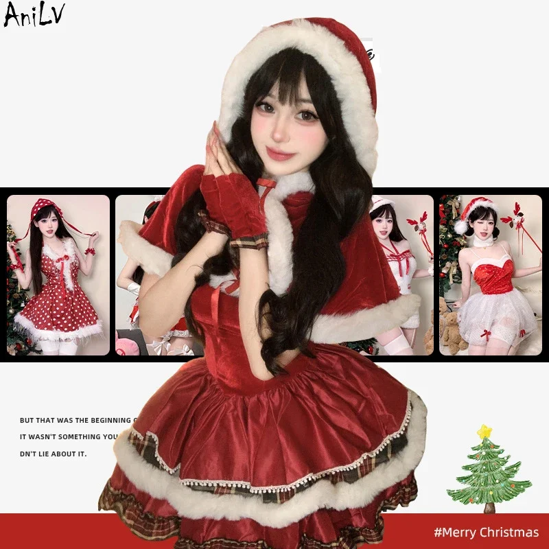 

Christmas Costume, Red Velvet Christmas Battle Robe Costume, Cosplay Bunny Girl Party, Nightclub Performance Stage Set