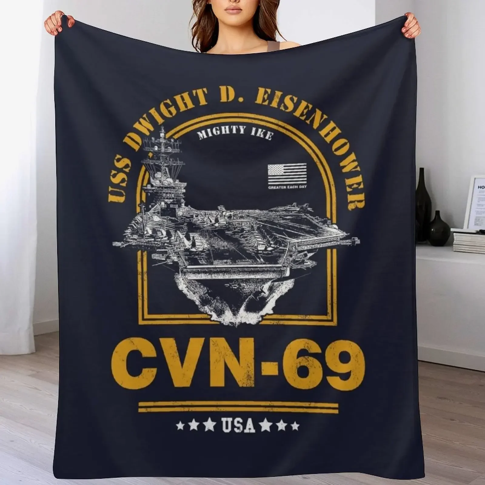 

CVN-69 USS Dwight D. Eisenhower Throw Blanket Cozy Throw Blanket for Bed Sofa Chair